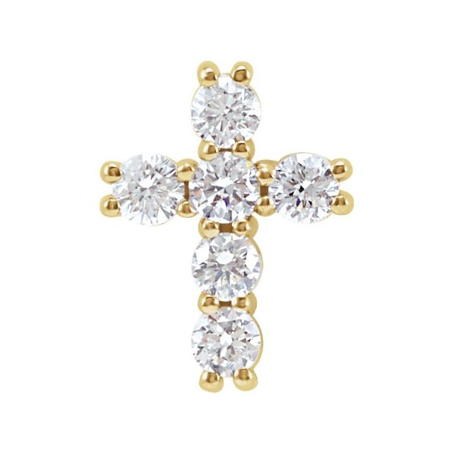 14K Yellow Or White Gold Round  2.2Mm Si1-Si2, G-H Polished 1/4 Ctw Lab-Grown Diamond Cross Pendant