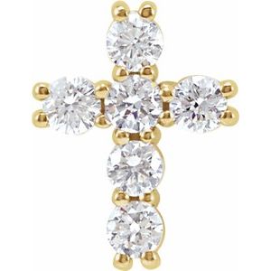 14K Yellow Gold Round 3.4Mm G-H Si1-Si2 Lab-Grown Diamond Cross Pendant