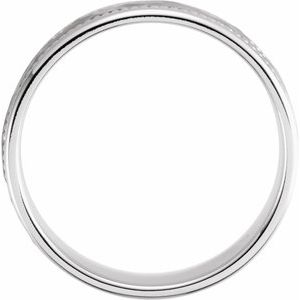 14K White Gold 8 Mm Polished Comfort-Fit Rope Design Band With Hammer Finish Size 9