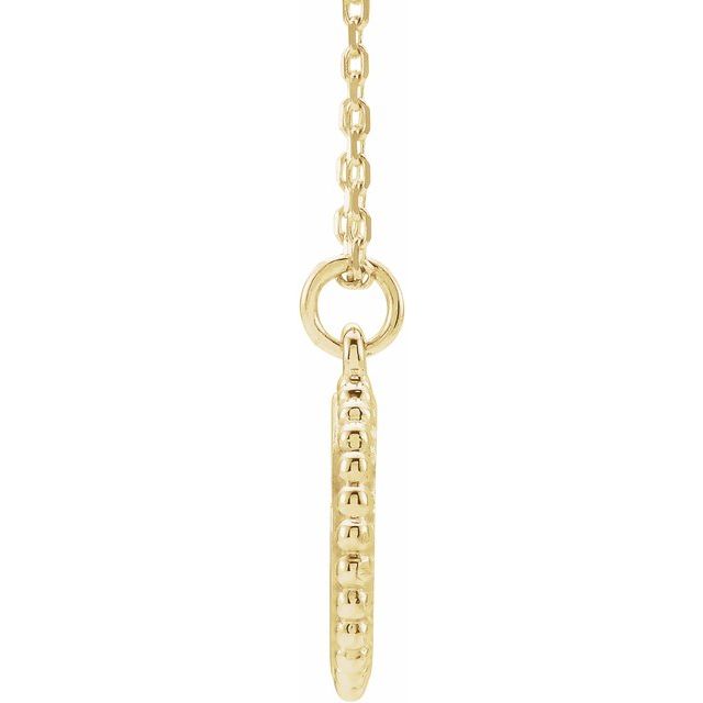 18K Yellow Gold Vermeil 15.3 X 11.7 Mm 16-18 In Polished Engravable Round Beaded Necklace