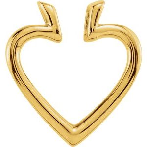 14K Yellow Gold 19.5 X 18.25 Mm Polished Heart Pendant Enhancer
