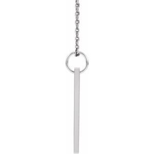 14K White Gold 20 X 5 Mm 16-18 In Polished .03 Ct Natural Diamond Engravable Bar Necklace