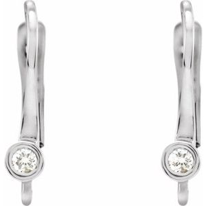 14K White Gold Round 12.8 X 6.4 Mm 2Mm G-H I1 .03 Ctw Natural Diamond Lever Back Earring Top