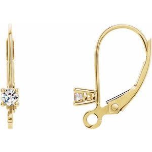 14K Yellow Gold Round 15.2 X 8.7 Mm 2.5Mm G-H I1 .06 Ctw Natural Diamond Lever Back Earring Top