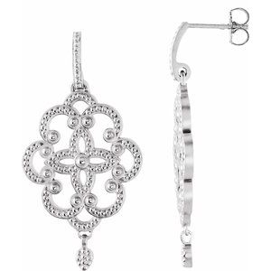 Sterling Silver & 14K White Gold Granulated Earring