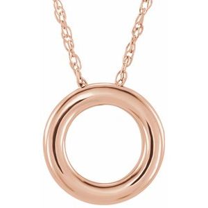 14K Rose Gold 13 Mm 18 In Polished Circle Chain Slide Necklace
