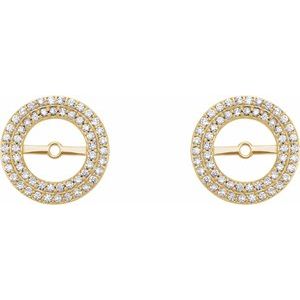 14k Yellow Gold Polished Natural Diamond Earring Jackets