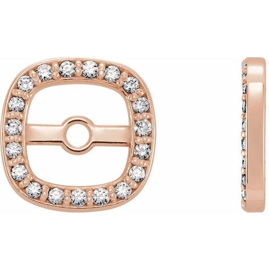 14K Rose Gold 5.9 Mm Polished 1/10 Ctw Diamond Earring Jackets