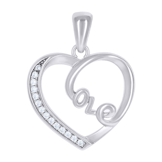 925 Sterling Silver Womens Cubic-Zirconia Heart Charm Pendant