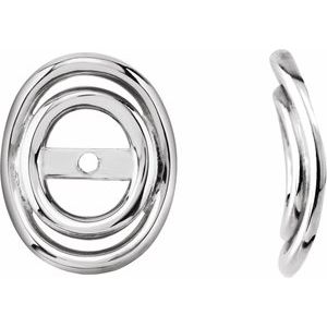 14K White Gold 3.7 Mm Pair Polished Geometric Earring Jackets