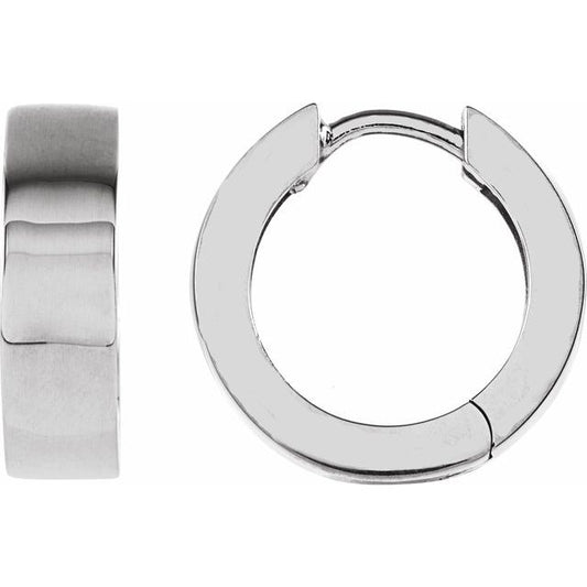 Platinum Polished 14.5 Mm 4.3 Mm Pair Hinged Polished Hinged Earrings