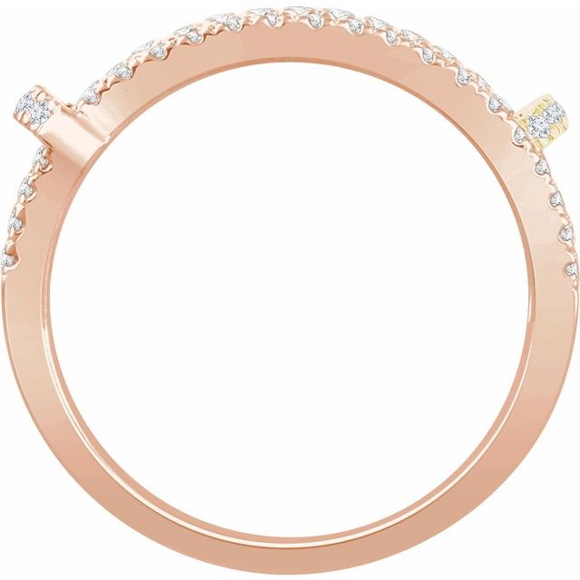 14K White/Rose/Yellow Gold Round Polished 1/2 Ctw Natural Diamond Ring, Size 7