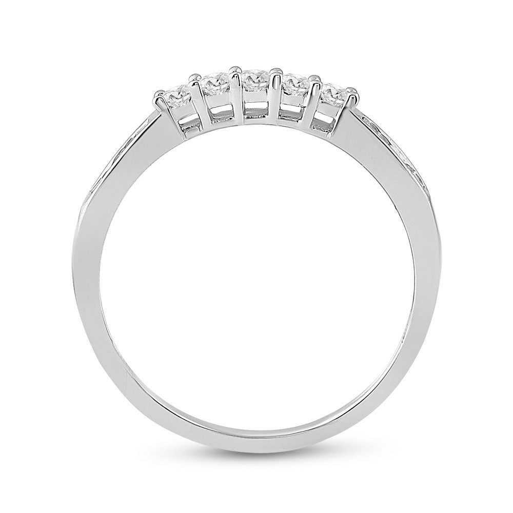 10K White Gold Womens Princess Diamond Bridal Wedding Ring Band Set 1.00 Cttw, Womens Size: 5-10