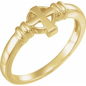14K Yellow Gold Polished Cross Ring Size 7