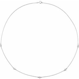 14K White Gold 5-Stone 2.4Mm Si1-Si2, G-H Each Polished 1/4 Ctw Lab-Grown Diamond Necklace