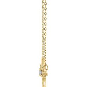 14K Yellow Gold Round 3Mm Gh Si1-Si2 1/10 Ctw Lab Grown Diamond Sideways Cross Adjustable Necklace, Length: 18 In
