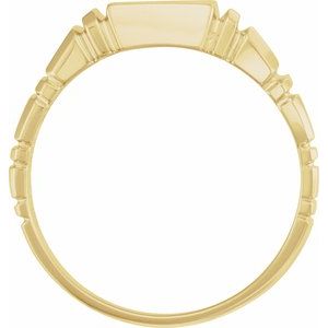 10K Yellow Gold Square 11 X 11 Mm Brush Polished Signet Ring Size 10