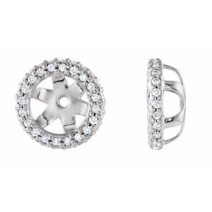 14K White Gold 5 Mm Pair Polished 1/5 Ctw Lab Grown Diamond Halo-Style Earring Jackets