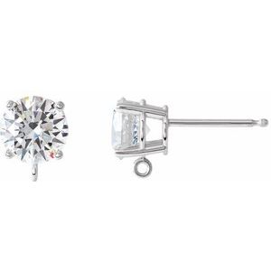 14K White Gold Round 3.95 Mm 1/4 Ct Lab-Grown Diamond 4-Prong Earring Top