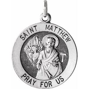 Sterling Silver 18 Mm Polished St.Matthew Medal