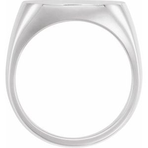 10K White Gold 14 X 14 Mm Brush Polished Signet Ring Size 11