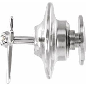 14K White Gold Round 1.3Mm 9 X 7 Mm Polished .01 Ct Natural Diamond Cross Lapel Pin