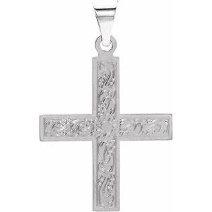 14K White Gold 27.5 X 25 Mm Polished Greek Cross Pendant