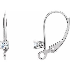 14K White Gold Round 15.2 X 8.7 Mm 2.5Mm G-H I1 .06 Ctw Natural Diamond Lever Back Earring Top