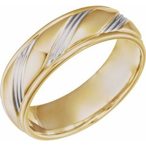 Rhodium-Plated 14K Yellow Gold 11.5 6.75 Mm Polished Fancy Band Size 11.5