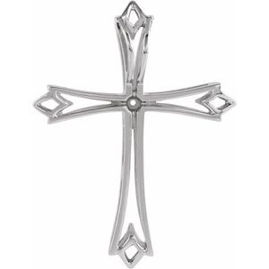 14K White Gold 42 X 32 Mm Polished Cross Pendant