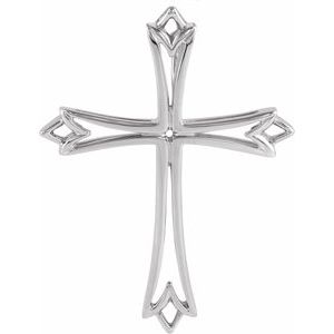 14K White Gold 42 X 32 Mm Polished Cross Pendant