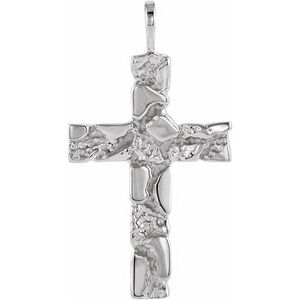 Sterling Silver 27 X 18 Mm Polished Nugget Cross Pendant