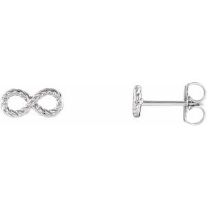 14K White Gold Pair Friction Backs Infinity-Inspired Rope Earrings