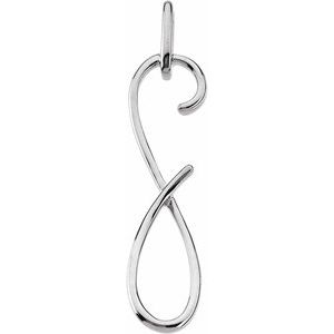 14K White Gold 45.25 X 10 Mm Polished Swirl And Curl Pendant