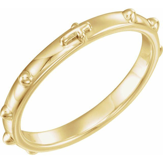 14K Yellow Gold Polished Rosary Ring