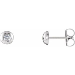 14K White Gold Round 3.5 Mm 1/3 Ctw Lab-Grown Diamond Domed Stud Earrings