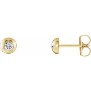 14K Yellow Gold Round 3 Mm 1/5 Ctw Lab-Grown Diamond Domed Stud Earrings
