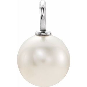 Sterling Silver 13.2 X 6 Mm Polished Cultured White Freshwater Pearl Pendant