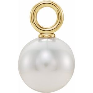 14K Yellow Gold 13.2 X 6 Mm Polished Cultured White Freshwater Pearl Pendant