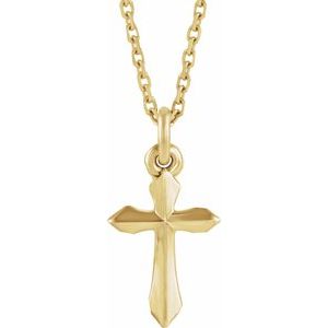 14K Yellow Gold 13 X 7 Mm 18 In Polished Cross Necklace