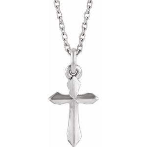 14K White Gold 13 X 7 Mm 18 In Polished Cross Necklace