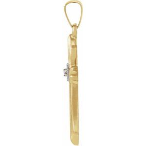 14K Yellow Gold Round 1.3Mm G-H I1 Natural Diamond Cross Pendant