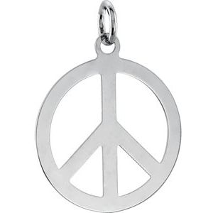 14K White Gold 21 X 21 Mm Each Polished Peace Sign Pendant