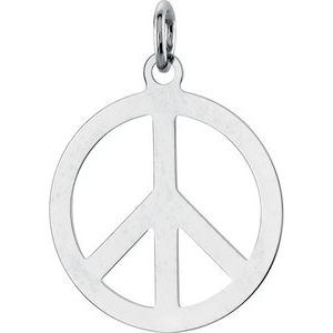 14K White Gold 21 X 21 Mm Each Polished Peace Sign Pendant