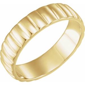 14K Yellow Gold Grooved Band Size 7