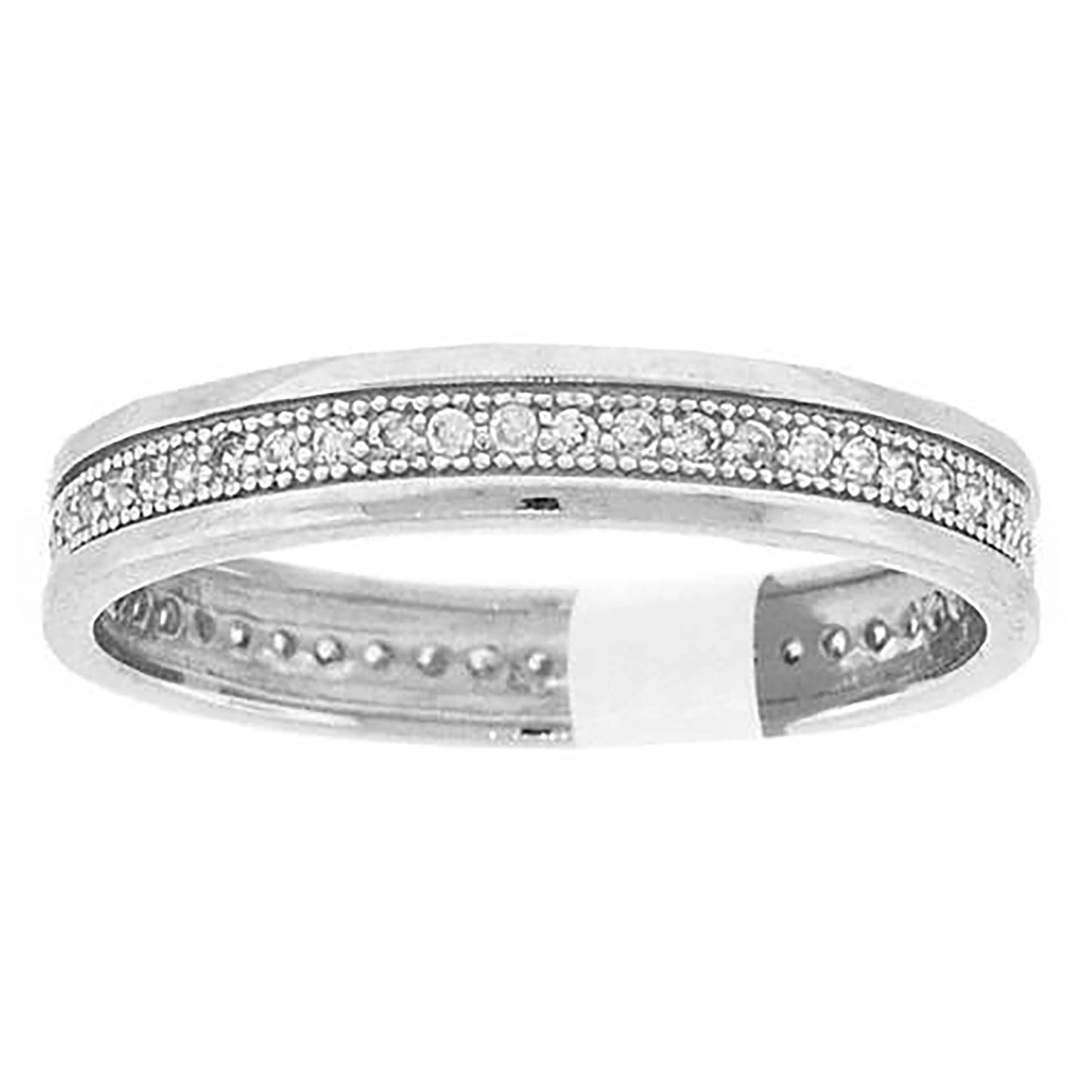 Sterling Silver Unisex Cubic Zirconia Migraine Bridal Anniversary Engagement Wedding Band Ring
