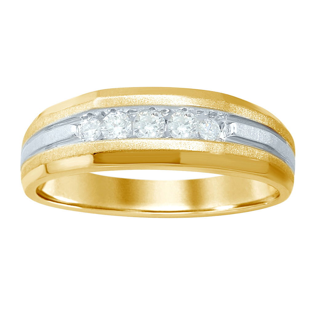 10K Yellow Gold 0.24-0.27 Cttw Diamond Mens Band