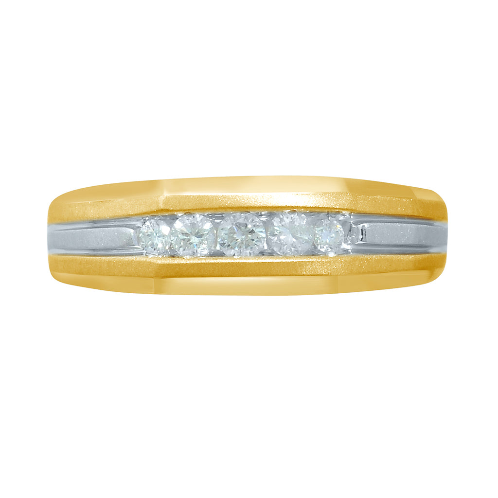 10K Yellow Gold 0.24-0.27 Cttw Diamond Mens Band