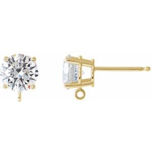 14K Yellow Gold Round 3 Mm 1/10 Ct Lab-Grown Diamond 4-Prong Earring Top