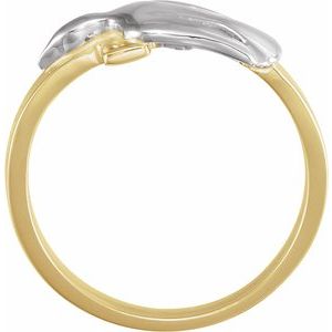 10K Yellow/White Gold Polished Dove With Cross Ring Size 7